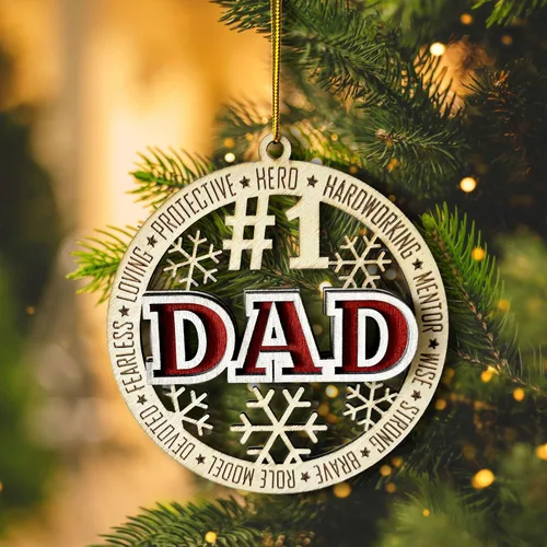 Miniatura 4 de #1 Adorno de Navidad de madera para papá - Best Dad Ever 2024, decoración de árbol del día del padre, adorno de héroe