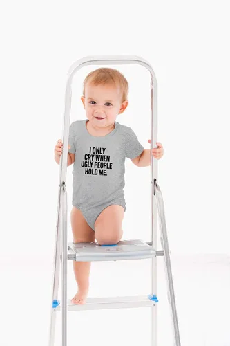 Miniatura 3 de AW Fashions I Only Cry When Ugly People Hold Me - Mameluco divertido para bebé de una pieza