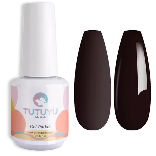 Miniatura 2 de Esmalte de uñas de gel marrón chocolate, 0.5 onzas líquidas, UV/LED, para otoño e invierno, colores oscuros, negro, café, kit de esmalte en gel