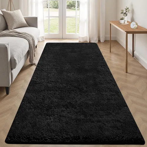 Alfombra de pasillo 2x6 para dormitorio: Alfombras suaves de pelo largo lavables, pequeña alfombra de interior de felpa difusa para pasillo, junto a