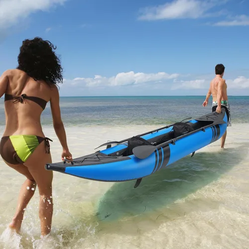 Miniatura 9 de S AFSTAR Kayak inflable, canoa para 2 personas con capacidad de 507 libras, suelo de puntadas, todos los accesorios y bolsa de transporte, kayak
