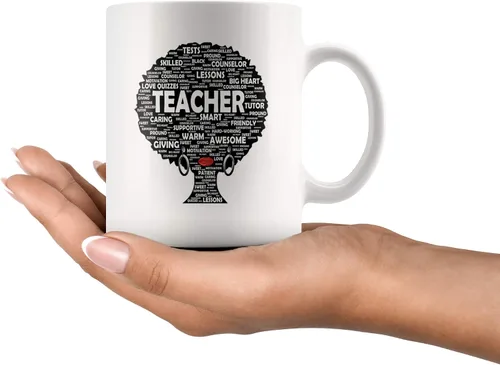 Miniatura 2 de Panvola Regalo para profesora de cabello natural afro para mujeres afroamericanas, taza de té de cerámica blanca de 11 onzas, regalo para el día