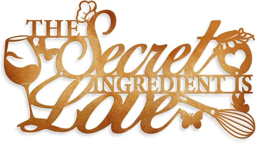 Miniatura 10 de Letrero de metal con texto en inglés "The Secret Ingredient is Love", decoración de pared de granja, comedor, cocina, regalo de inauguración