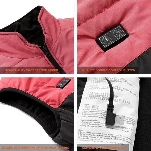 Miniatura 3 de Chaleco calefactor para hombre, lavable, con calefacción, recargable por USB, para campamento, caza, pesca, esquí