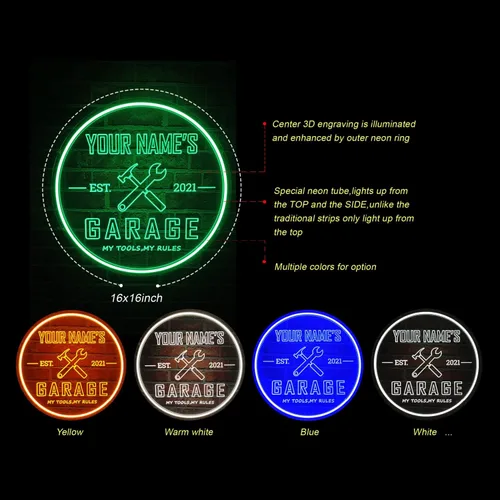 Miniatura 4 de Letrero de neón personalizado para garaje, letrero de luz de neón con nombre personalizado, decoración de pared, letrero LED de cueva de hombre