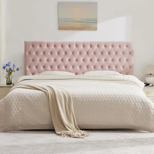Miniatura 25 de Kingfun Cabeceras con diseño moderno de botones, cabecera de cama tapizada y acolchada de tela de lino premium, cabecera de madera maciza ajustable