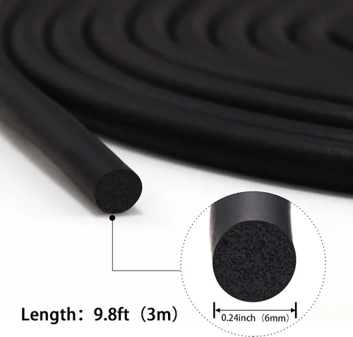 Miniatura 2 de Trimold Varilla de respaldo para huecos y juntas, cuerda de relleno de hormigón de goma negra (1/4 pulgadas de diámetro x 9.8 pies de longitud)