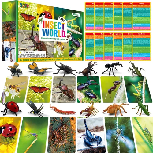 Miniatura 16 de SpriteGru 12 piezas de figuras de dinosaurios con 12 tarjetas de presentación, figuras de dinosaurios portátiles Montessori, juguetes educativos