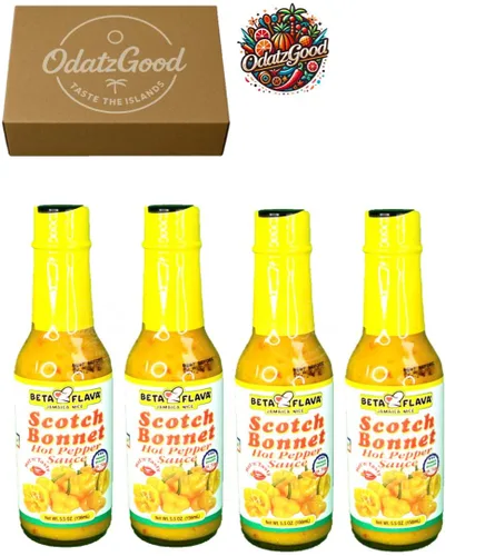 Miniatura 3 de Beta Flava (Ocho Rios) Scotch Bonnet - Salsa de pimiento picante de 5.5 onzas, paquete de 4 paquetes con ODatzgood (paquete de 4 de 5 onzas)