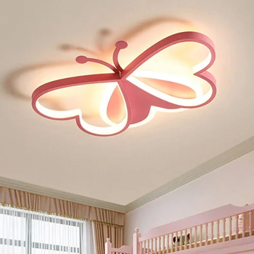 LAKIQ Preciosa lámpara LED de techo empotrada de mariposa para habitación de los niños, moderna lámpara de techo LED de hierro y acrílico, cerca de