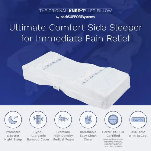Miniatura 2 de Back Support Systems Knee-T - Almohada de pierna patentada Almohada de rodilla de espuma de poliuretano de alta resistencia de calidad médica