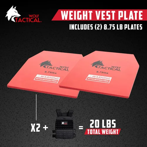 Miniatura 2 de WOLF TACTICAL - Placas de peso para chaleco, pares de 5.75, 8.75, 14.5, 19.75 libras, para WODs, entrenamiento de fuerza, correr, entrenamientos