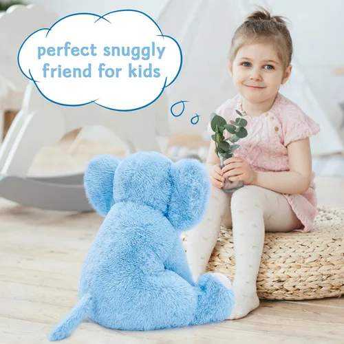Miniatura 3 de MorisMos Animal de Peluche Elefante Grande, Compañero de Peluche Suave de Elefante de 19.6 Pulgadas, Regalos para Niñas y Niños, Azul