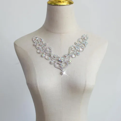 Miniatura 20 de PEARLY JUN Apliques de Pedrería Plateados Parches de Apliques de Diamantes para Vestidos Costura a Mano Proyectos de Manualidades DIY Ropa de Boda