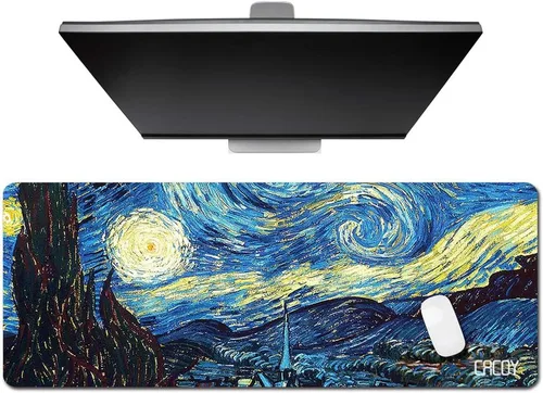 Cacoy - Alfombrilla para mouse para juegos, 40"x16" grande con base de goma antideslizante, alfombrilla XXL extendida para teclado y mouse, bordes
