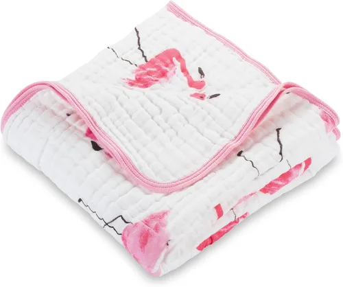LollyBanks Manta de muselina para bebé, 100% algodón, suave y transpirable, colcha de muselina de 47 x 47 pulgadas, manta para niñas pequeñas, manta