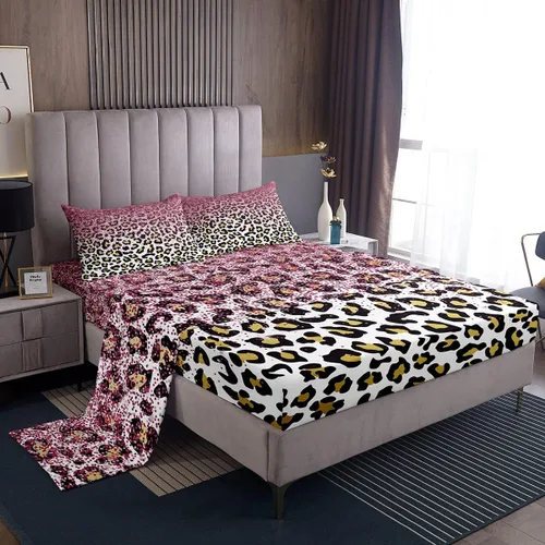 Miniatura 45 de Juego de sábanas abstractas de piel de guepardo, tamaño individual, decoración de lujo para habitación de niños, niñas y mujeres, juego de ropa