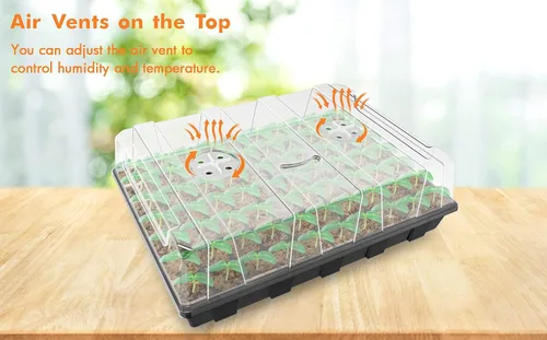 Miniatura 4 de Gardzen Bandeja de iniciación de semillas, paquete de 5 bandejas de germinación de plantas de cara sonriente con un total de 350 celdas, kit
