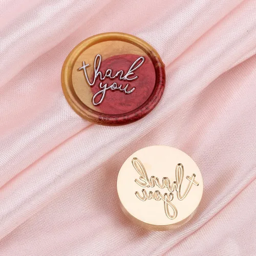 Miniatura 7 de Yoption Sello de cera con texto en inglés "Thank You", sello de cera vintage con cabeza de latón y empuñadura de madera para bodas, fiestas