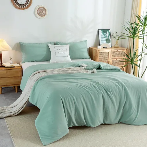Miniatura 37 de COTTEBED Juego de ropa de cama ultrasuave tamaño Queen con edredón y sábanas - Uso para todas las estaciones, 7 piezas en una bolsa, juego de Verde