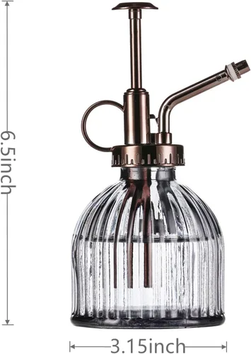 Miniatura 2 de Mister de cristal para plantas, botella de rociador de agua de vidrio verde de 6.5 pulgadas con bomba superior dorada, rociador de plantas pequeñas