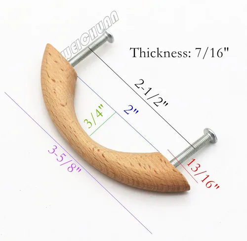 Miniatura 3 de WEICHUAN 10 tiradores de madera sin terminar, tiradores de cocina, muebles, armario, armario, cajón, tiradores de 2.5 pulgadas entre centros