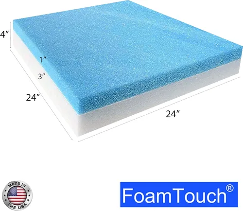 Miniatura 2 de FoamTouch Cojín de banco de espuma viscoelástica de gel de 4 x 24 x 24 pulgadas, repuesto de firmeza media