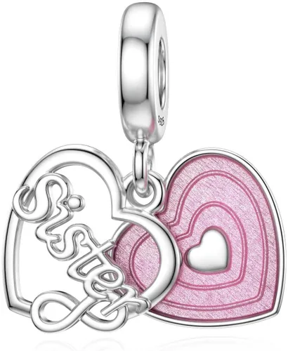 SEVENWELL Dijes familiares para Pandora, plata de ley 925 con forma de corazón y flores para pulsera, mamá, hermana, hija, esposa, nana, mejor amiga