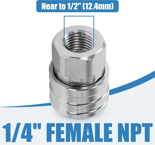 Miniatura 5 de JOEJET Accesorios de conexión rápida para lavadora a presión de 1/4", adaptador de lavadora a presión de acero inoxidable, enchufe de desconexión