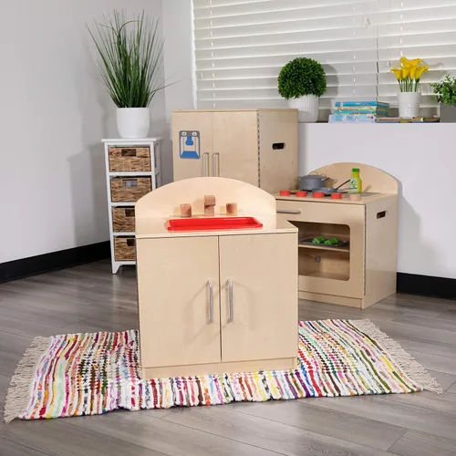 Flash Furniture Hercules - Fregadero de cocina de madera para niños para uso comercial o doméstico, seguro, diseño apto para niños