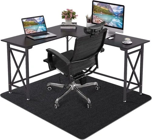 Miniatura 10 de Tapete para silla de oficina, para suelos de madera dura, manta grande antideslizante y fácil de limpiar (negro, 48 x 36 pulgadas).
