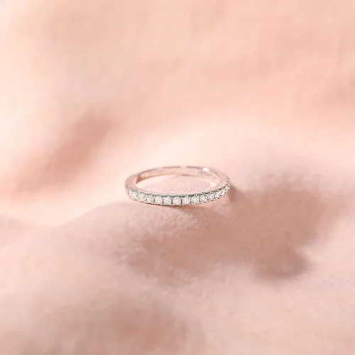 Miniatura 2 de EAMTI anillo de compromiso chapado en oro blanco de 14quilates, 564 de pulgada, con circonita, anillo de compromiso apilable, tamaños 3-13
