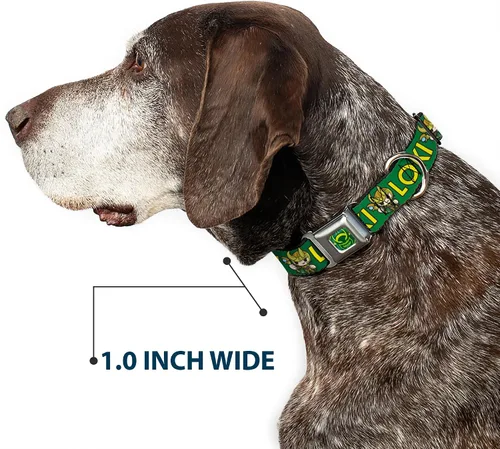 Miniatura 6 de Buckle-Down Collar de perro hebilla kawaii Loki pie pose texto verde amarillo multicolor, 1 pulgada de ancho - se adapta a cuello de 9-15 pulgadas