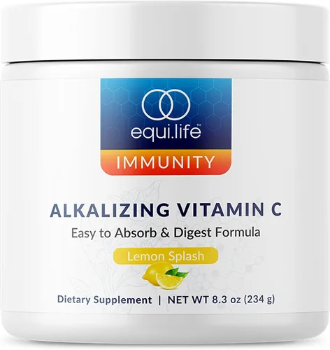 EquiLife Suplemento alcalinizante de vitamina C, 2500 mg por porción, polvo de fácil absorción para apoyo inmunológico, con magnesio, calcio y