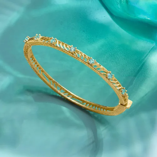 Miniatura 3 de Ross-Simons Pulsera de topacio azul suizo de 1,40 quilates en oro de 18 quilates sobre plata esterlina, Gema, topacio