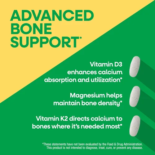 Miniatura 3 de Nature's Way ¡Alive! Tabletas de apoyo óseo de calcio*, suplemento de calcio de máxima absorción con vitaminas D3, K2 y magnesio, promueve la salud