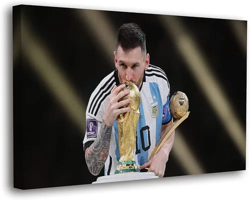 Miniatura 19 de SpiritualHands Lionel Messi - Póster en lienzo de Messi Argentina, póster de fútbol de Leo Messi para dormitorio de niños, 8 x 12 pulgadas, listo