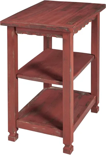 Miniatura 8 de Alaterre Furniture Country Cottage - Mesita de noche rústica de granja, mesa auxiliar estrecha de 3 niveles con acabado desgastado desgastado