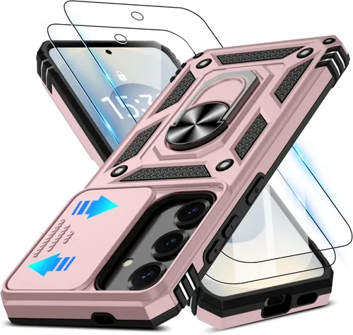 Miniatura 80 de ATUMP Funda para OnePlus Nord N200 5G con protector de pantalla HD con cubierta para cámara deslizante, soporte de anillo de rotación de 360°