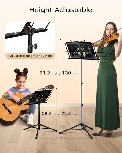 Miniatura 4 de K KASONIC Soporte de música, 2 en 1 de doble uso, plegable para partituras y soporte de escritorio para libros, portátil y ligero con clip para 1