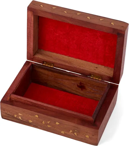 Miniatura 4 de GURU JEE Caja organizadora de madera con incrustaciones de latón floral con incrustaciones de latón