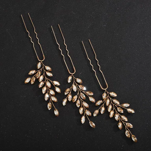 Miniatura 2 de Teyglen Horquillas de cristal para el pelo de novia con diamantes de imitación para el pelo, accesorios para el cabello hechos a mano con diamantes