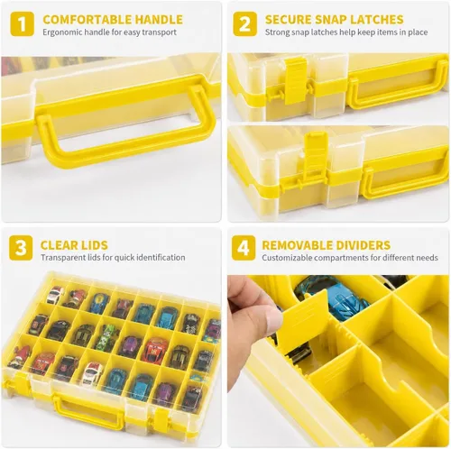 Miniatura 6 de Estuche organizador de almacenamiento de juguetes compatible con autos Hot Wheels/para autos Matchbox. Contenedor de exhibición y transporte