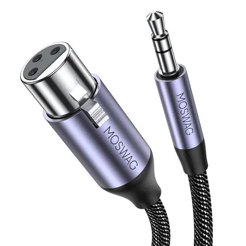 MOSWAG Cable XLR a 0.138 in de 3 pies, cable hembra de 1/8 pulgadas a XLR, cable TRS de 1/8 pulgadas a micrófono hembra de 3 pines, estéreo