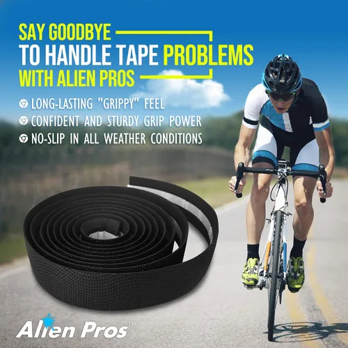 Miniatura 3 de ALIEN PROS Cinta para manillar de bicicleta de poliuretano (juego de 2) negro, rojo, blanco, rosa, azul, mejora el agarre de tu bicicleta con estas