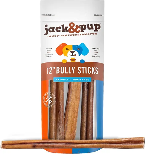 Miniatura 8 de Jack&Pup Palitos masticables de 6 pulgadas, masticables para perros de un solo ingrediente de larga duración (6 onzas, 5-7 palos) para perros