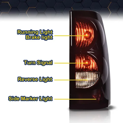 Miniatura 6 de PIT66 Juego de luces traseras compatible con Chevy Silverado 2003-2006 Luz trasera de humo izquierda y derecha, con arnés lente oscura