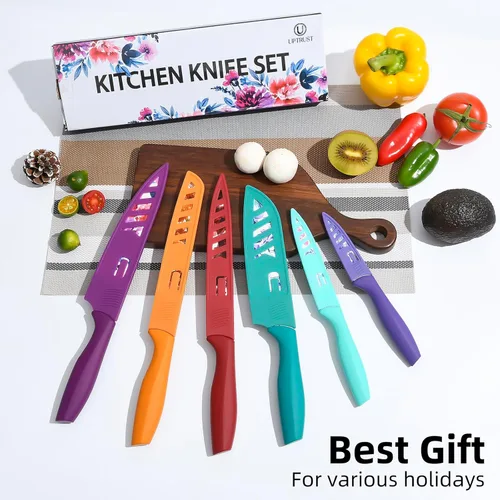 Miniatura 7 de Juego de cuchillos UPTRUST, juego de cuchillos de cocina de 12 piezas con revestimiento antiadherente, juego de cuchillos profesionales para chef