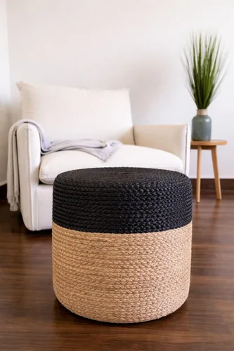 S & L Homes Puf otomano – 100% yute trenzado a mano, tejido a mano, tradicional puf bohemio para sala de estar, dormitorio, guardería, patio, sala