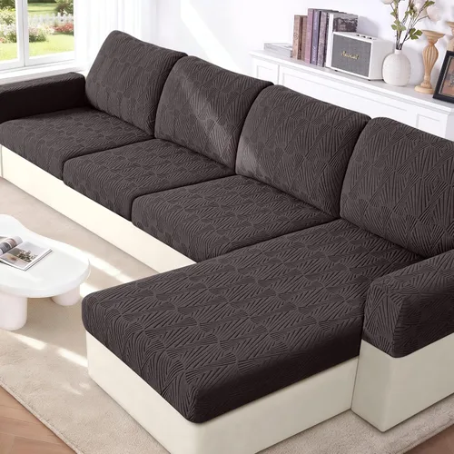 Miniatura 11 de VANSOFY Fundas de cojín para sofá seccional, Fundas de cojín de sofá de jacquard elásticas, Fundas protectoras lavables para muebles de sofá